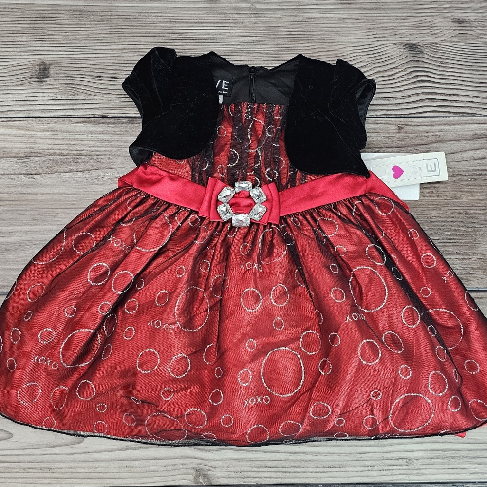 Red holiday dress with shorts for girl size 18months
